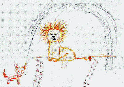 Zeichnung Löwe und Fuchs